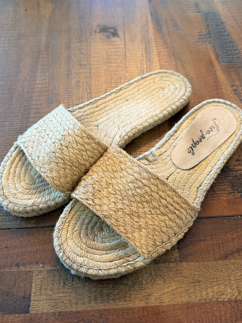 Free People Natural Woven Slide Sandals